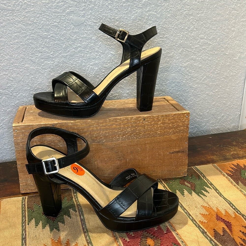 Chinese Laundry black ankle strap heels